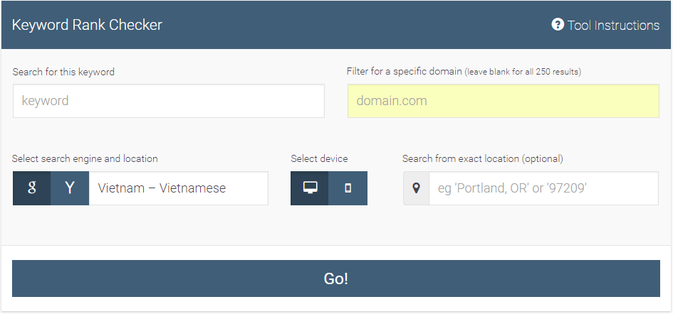 Sử dụng SERPs.com để kiểm tra xếp hạng từ khóa của trang web của bạn
