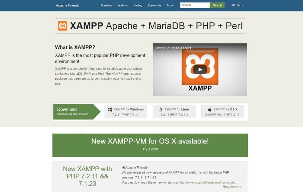 Trang web chính thức của XAMPP